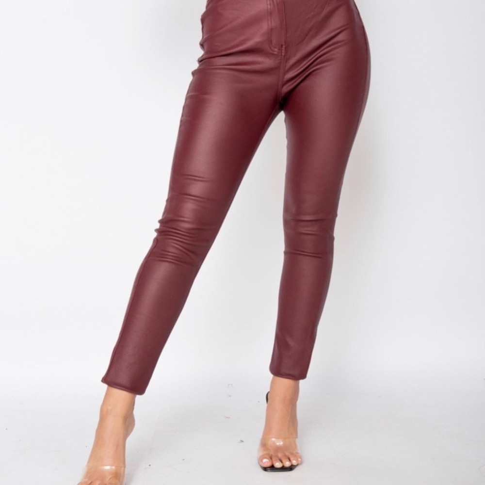 High Waisted Wine Coated Jeggings